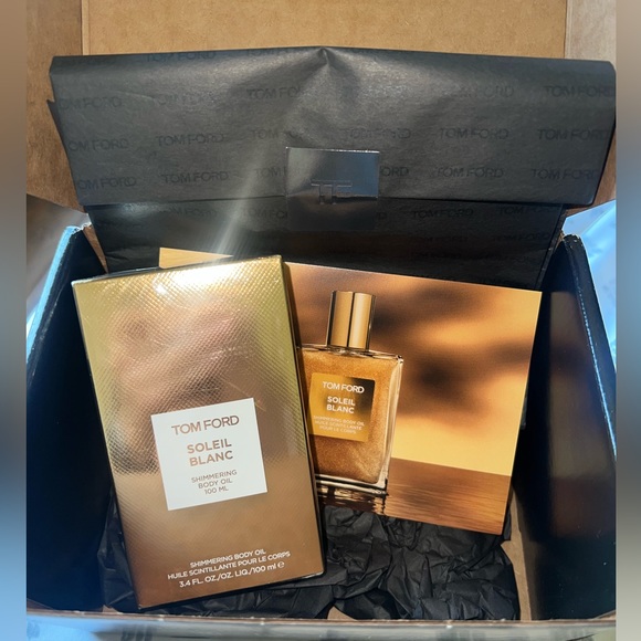 🩵 SOLD 🩵 TOM FORD Soleil Blanc Shimmering Body Oil ✨ + Fragrance 3.4fl oz Gold - Picture 9 of 10